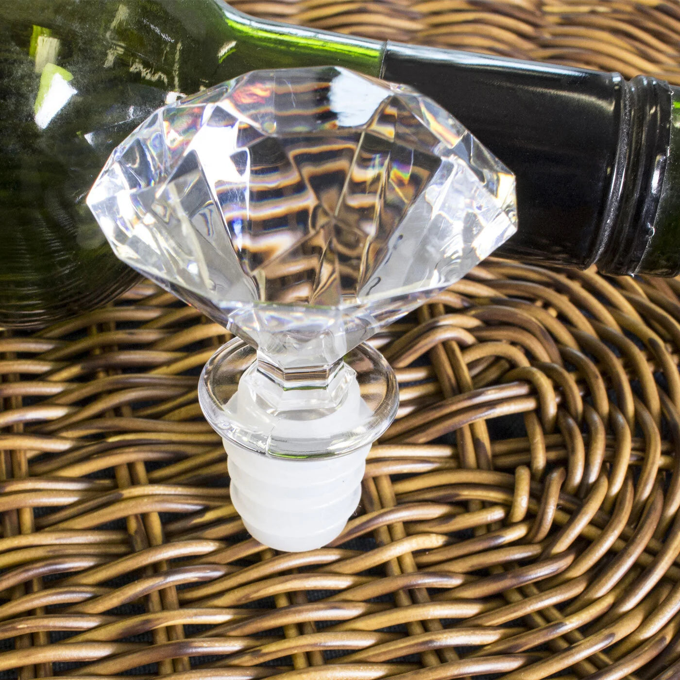 Diamond Bottle Stopper Set Of 2 Clear