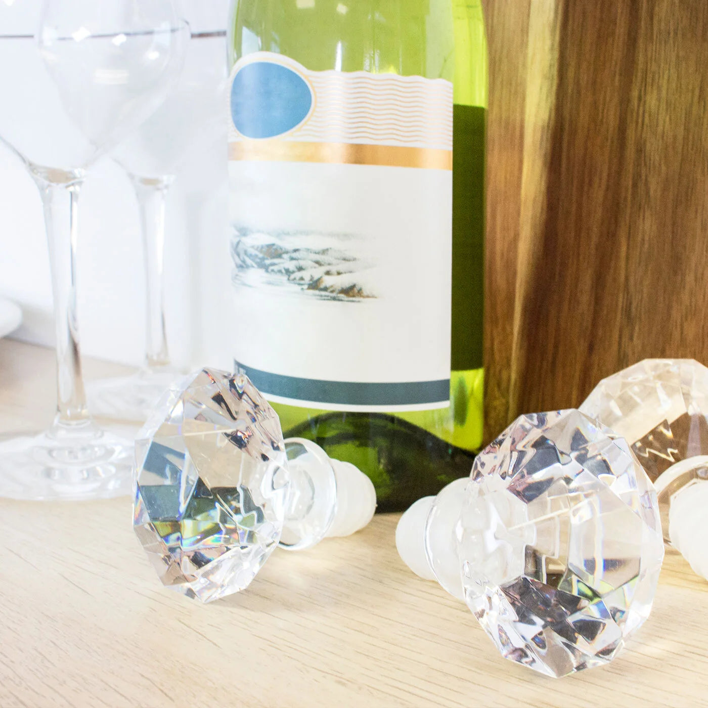 Diamond Bottle Stopper Set Of 2 Clear