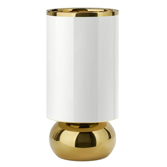 Talia Gold Trim Cylinder Bulb 10 Inch Tall Ceramic Vase