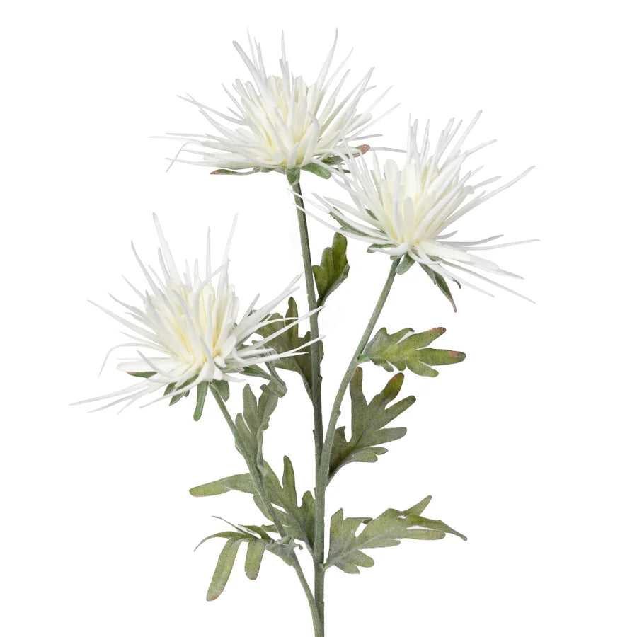 Spike Dahlia 3 Bloom 27.5 Inch Stem - White