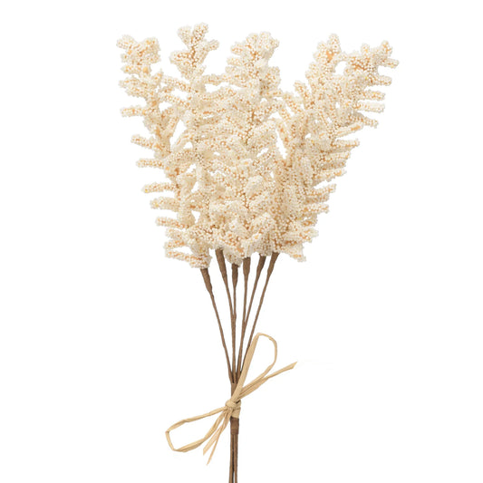 Salvia 12 Inch Faux Floral 6 Stem Bouquet - White