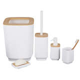 ASPEN WASTE BIN PP W/BAMBOO white