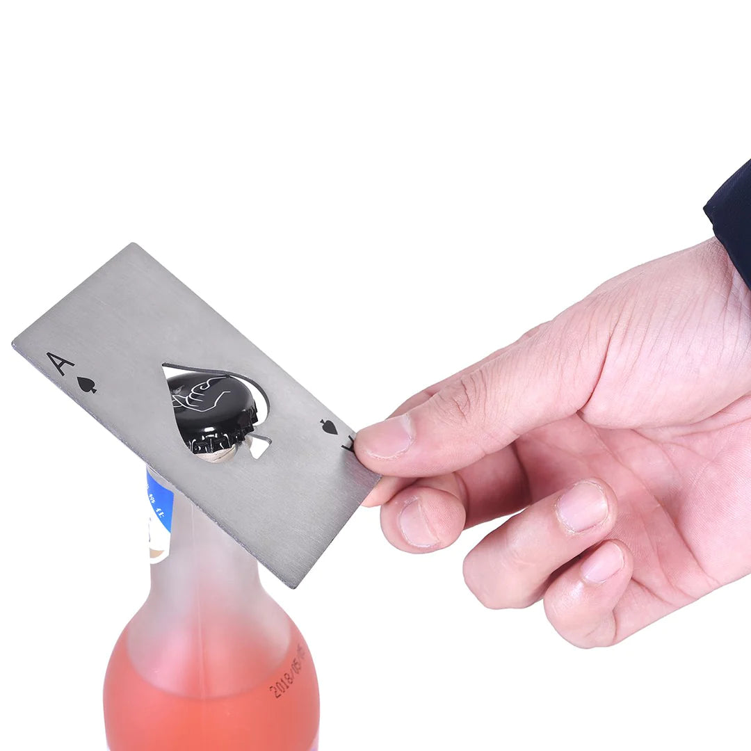 Stainless Ace of Spades Bottle Opener and RFID Wallet Guard