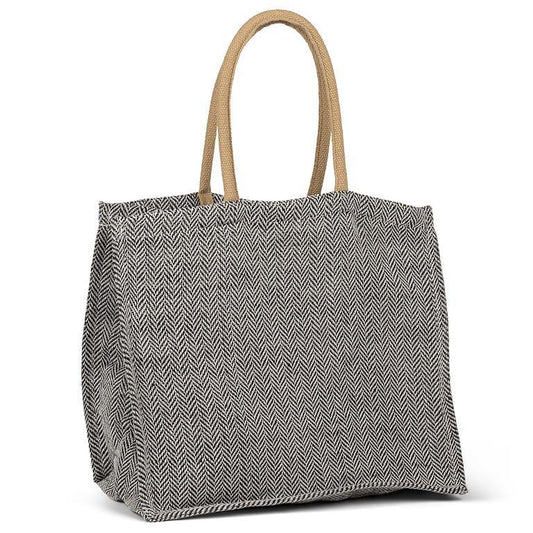 Herringbone Tote White/Black