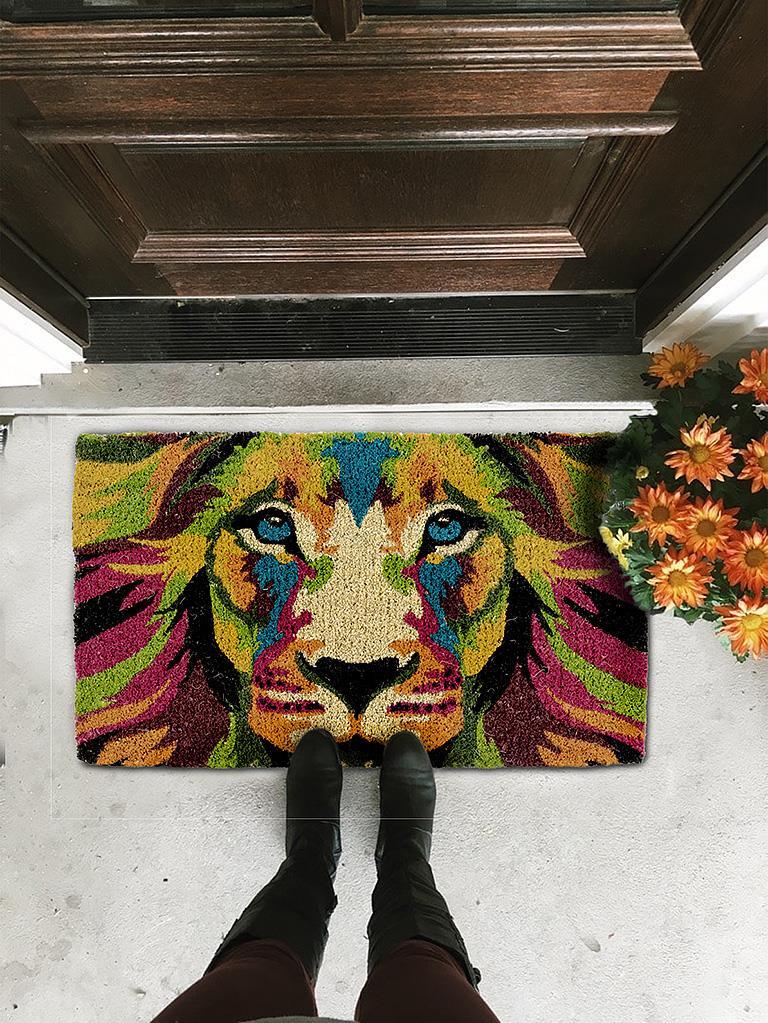 Abstract Lion Face Doormat