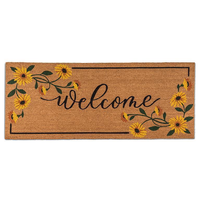 Long Welcome Doormat w/Sunflowers-23x57"L