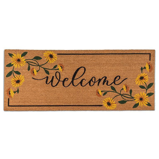 Long Welcome Doormat w/Sunflowers-23x57"L