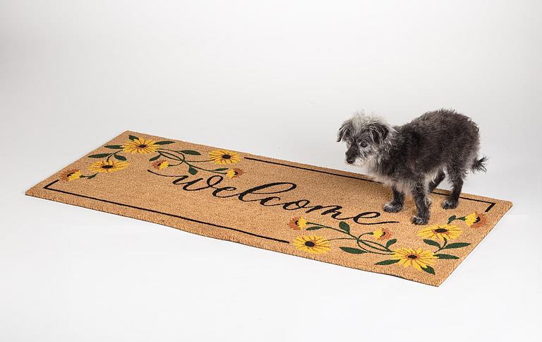 Long Welcome Doormat w/Sunflowers-23x57"L