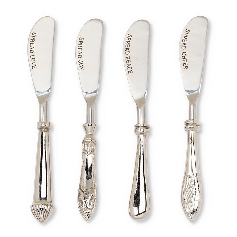 S/4 Festive Cheer Pate Spreaders-Sil-7"L