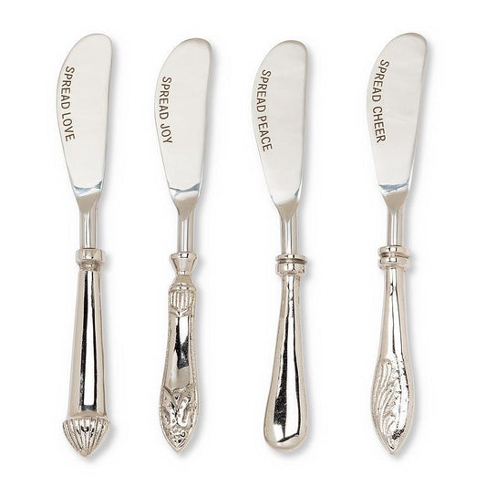 S/4 Festive Cheer Pate Spreaders-Sil-7"L
