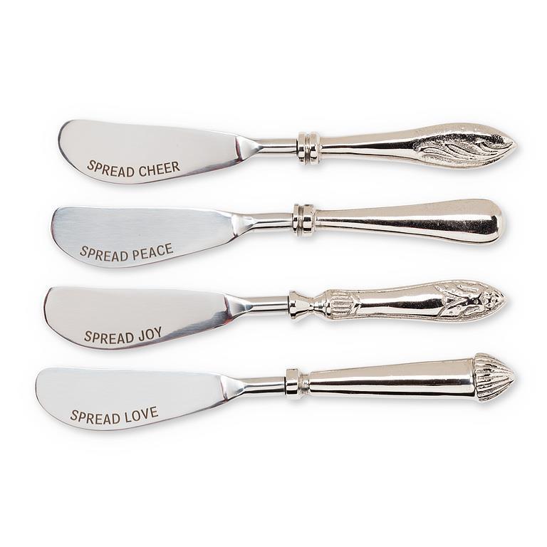 S/4 Festive Cheer Pate Spreaders-Sil-7"L