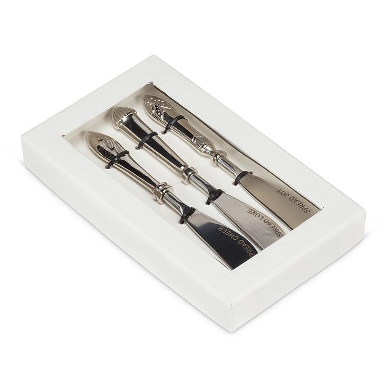 S/4 Festive Cheer Pate Spreaders-Sil-7"L