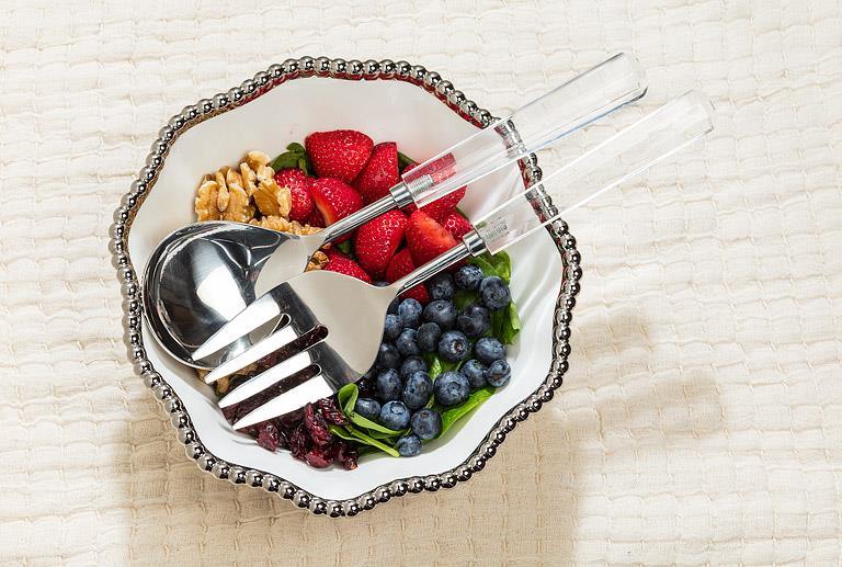 Crystal Look Handle Salad Servers