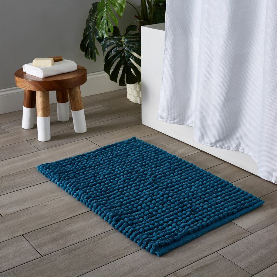PUFF CHUNKY BATH MAT MICROFIBER BLUE 20" X 32" 2200 GSM