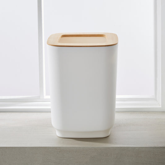 N&T ASPEN WASTE BIN PP W/BAMBOO White