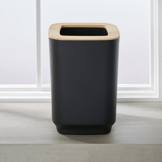 N&T ASPEN WASTE BIN PP W/BAMBOO BLACK