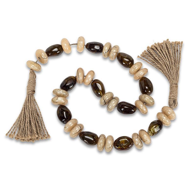 Oval & Disc Bead Garland-Brn/Amber-32"L