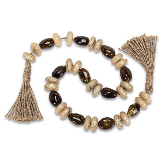 Oval & Disc Bead Garland-Brn/Amber-32"L