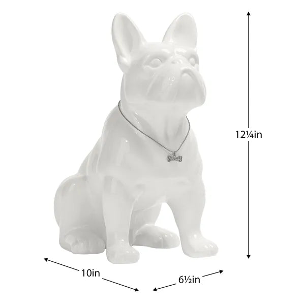 Sitting Ceramic 12.25 inch Tall French Bulldog white