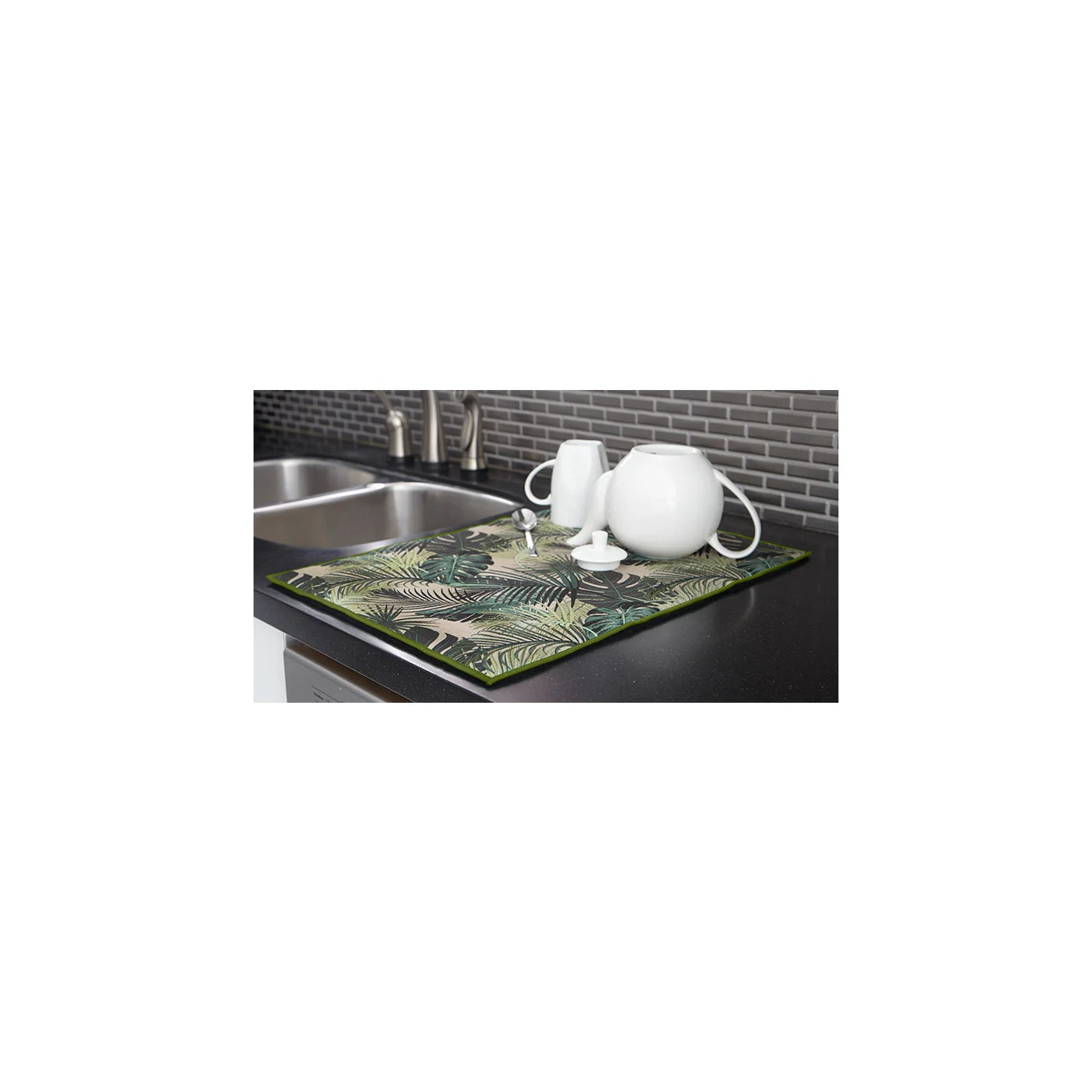 Palm Leaf Printed Drying Mat Green