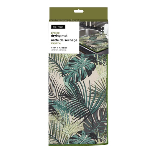 Palm Leaf Printed Drying Mat Green