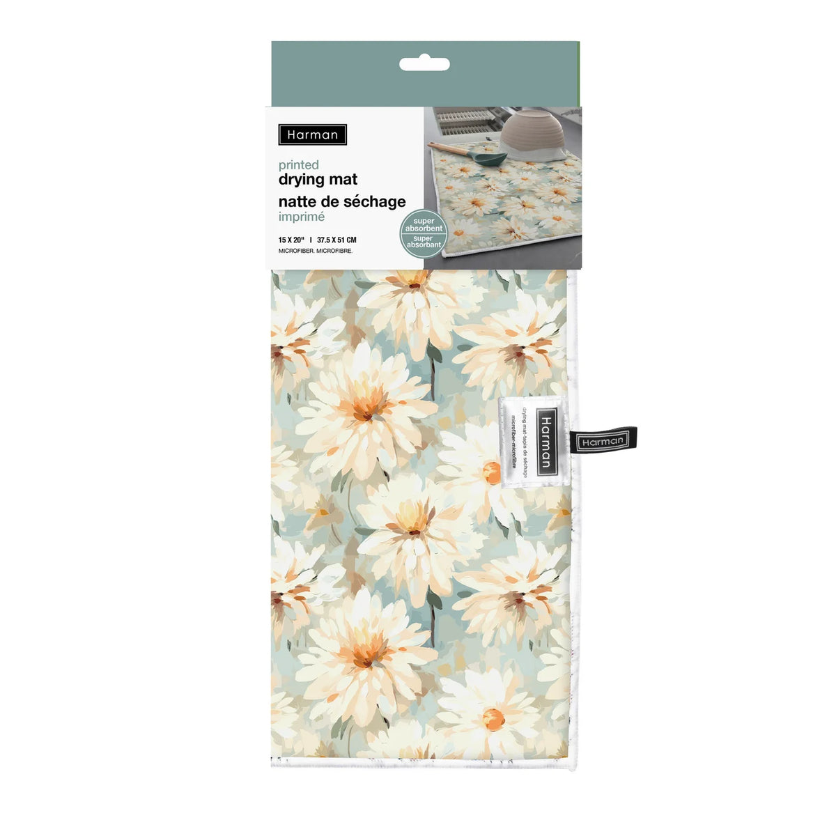 Watercolor Daisy Printed Drying Mat Multi
