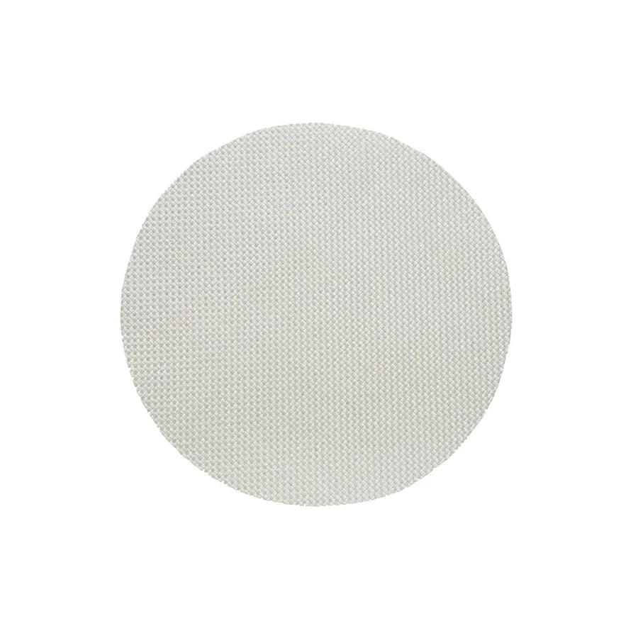 Metallic Basketweave Vinyl Placemat Round Silver