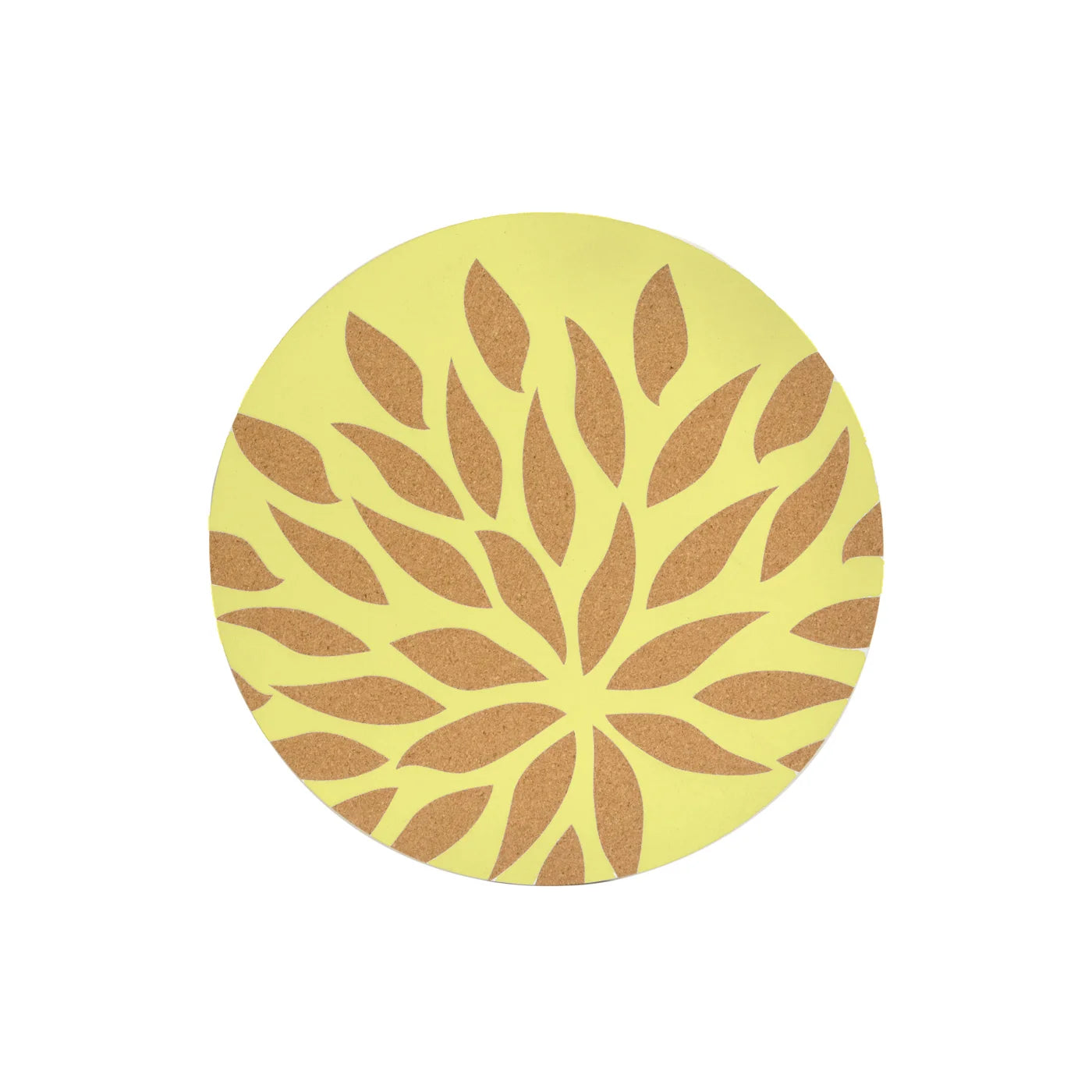 Printed Flower Cork Placemat Round white