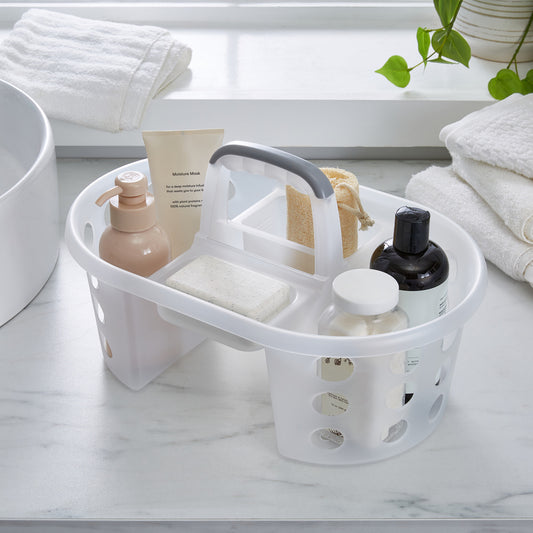 N&T LAUNDRY / CLEANING WASH BASKET W/HANDLE PP WHITE