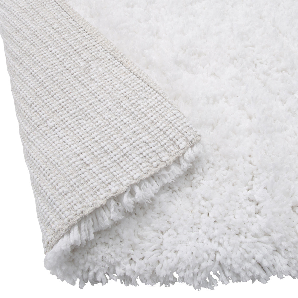 PLUSH BATH MAT HANDWOVEN 20" X 32" white