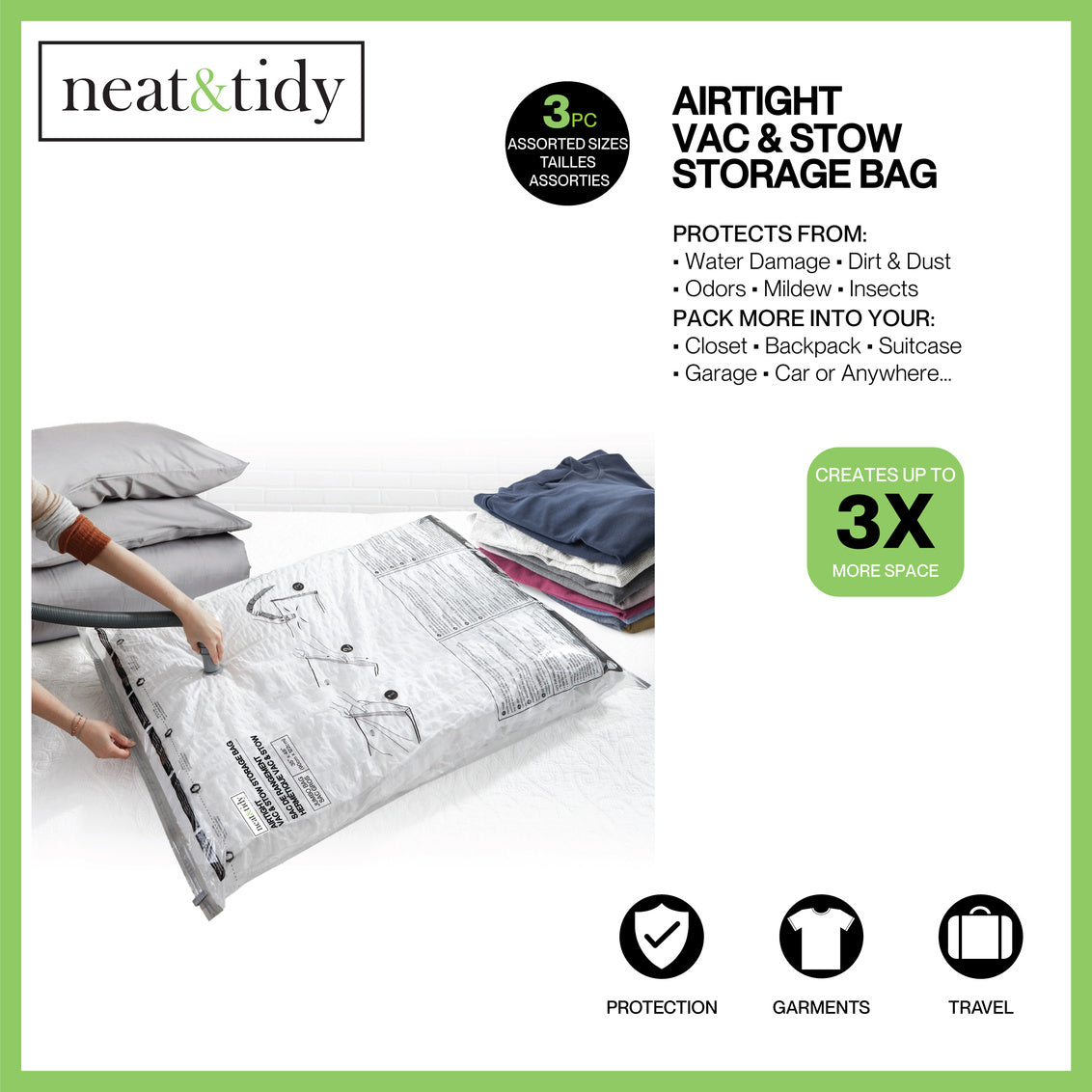 N&T 3PCS VACUUM STORAGE BAGS SET