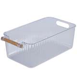 Clara Storage Basket Clear w/wooden handle