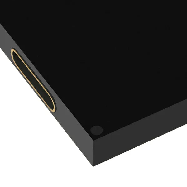 Savoy Gold Trim Rectangle Tray - Herringbone Small