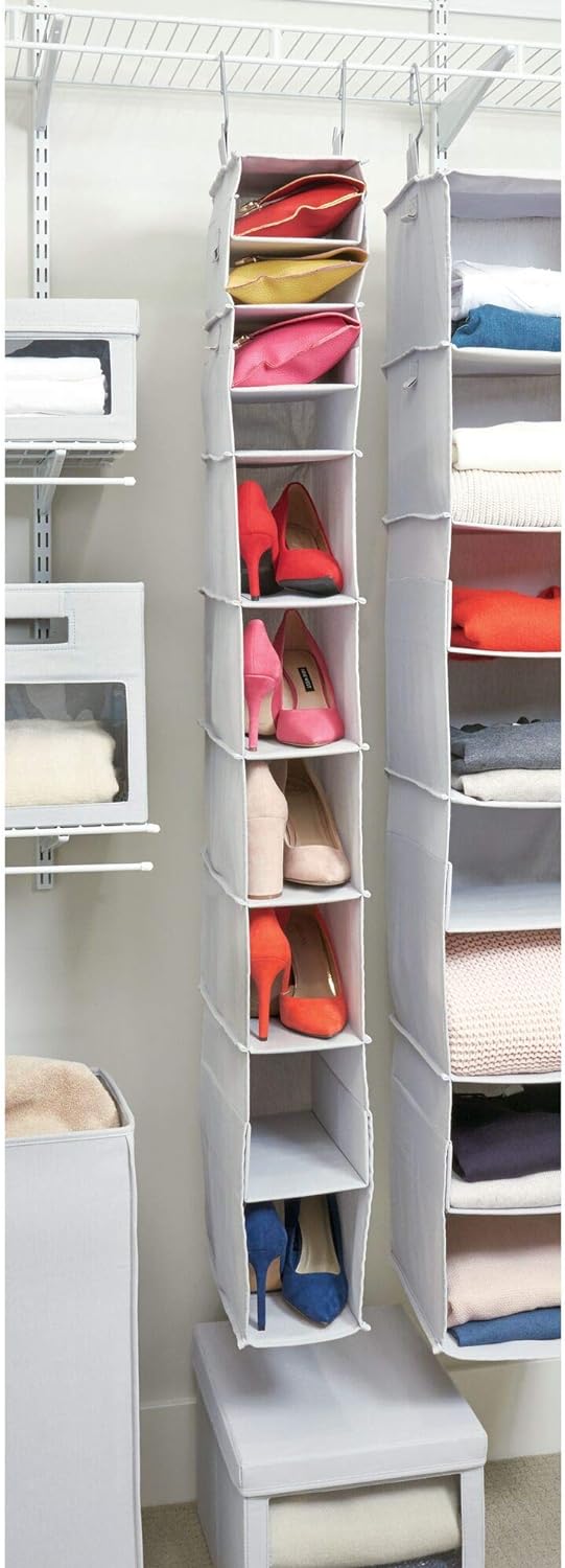 Evie 7-10 compartment shoe organizer grey