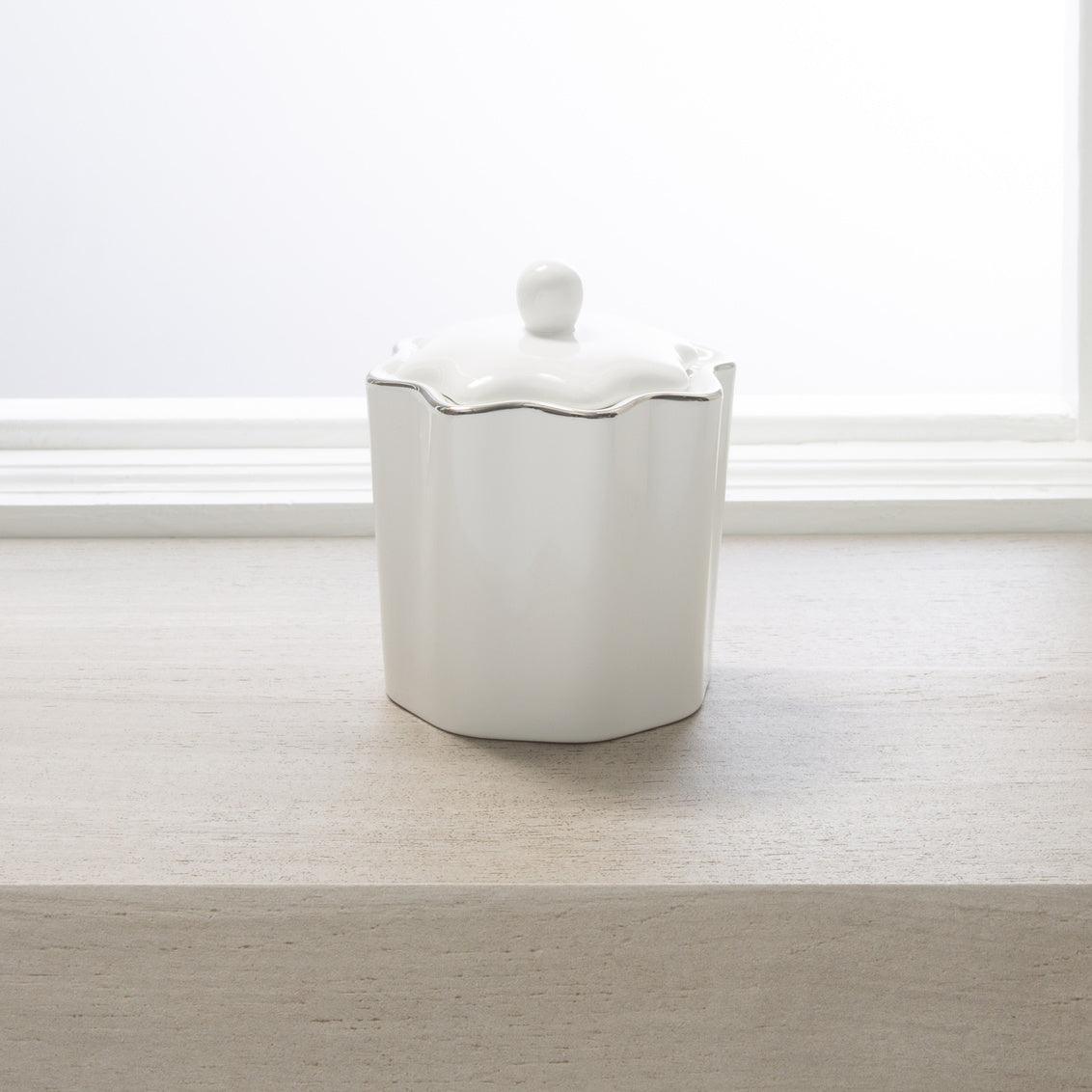 PAVONA COTTON JAR PORCELAIN WHT/SIL