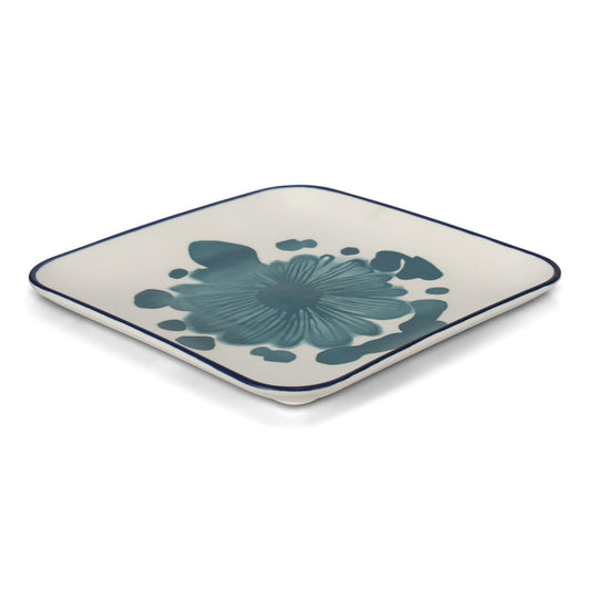 Green Petal Square Plate 21cm