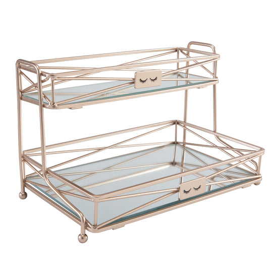 STOWE VANITY COSMETIC SHELF 2 LEVEL ROSE GOLD