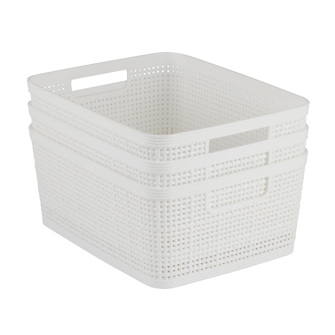 Basket Weave Storage Basket 3 Pack White