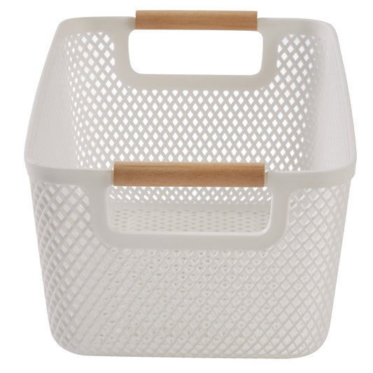 N&T MALLA PP BASKET W/WOODEN HANDLE White Medium