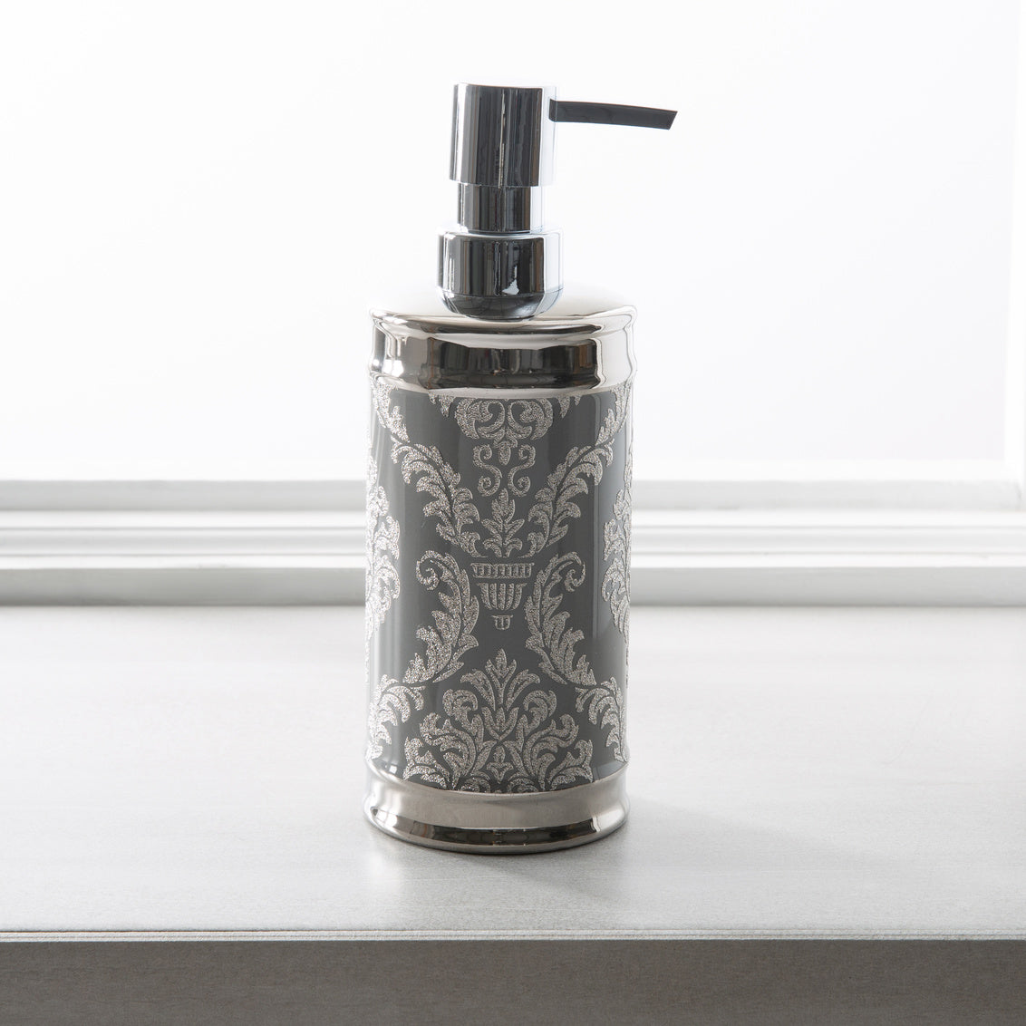 DAMASK LOTION CERAMIC GREY/SILVER 13 OZ