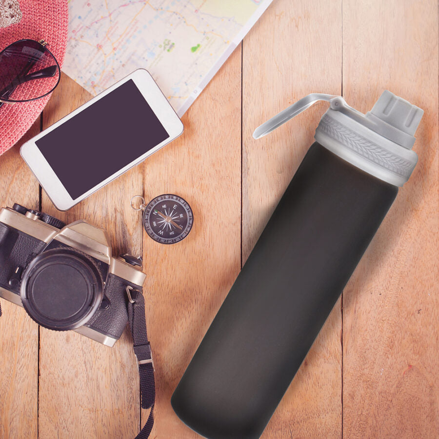 PuroAqua Glass Water Bottle – Cool Grey