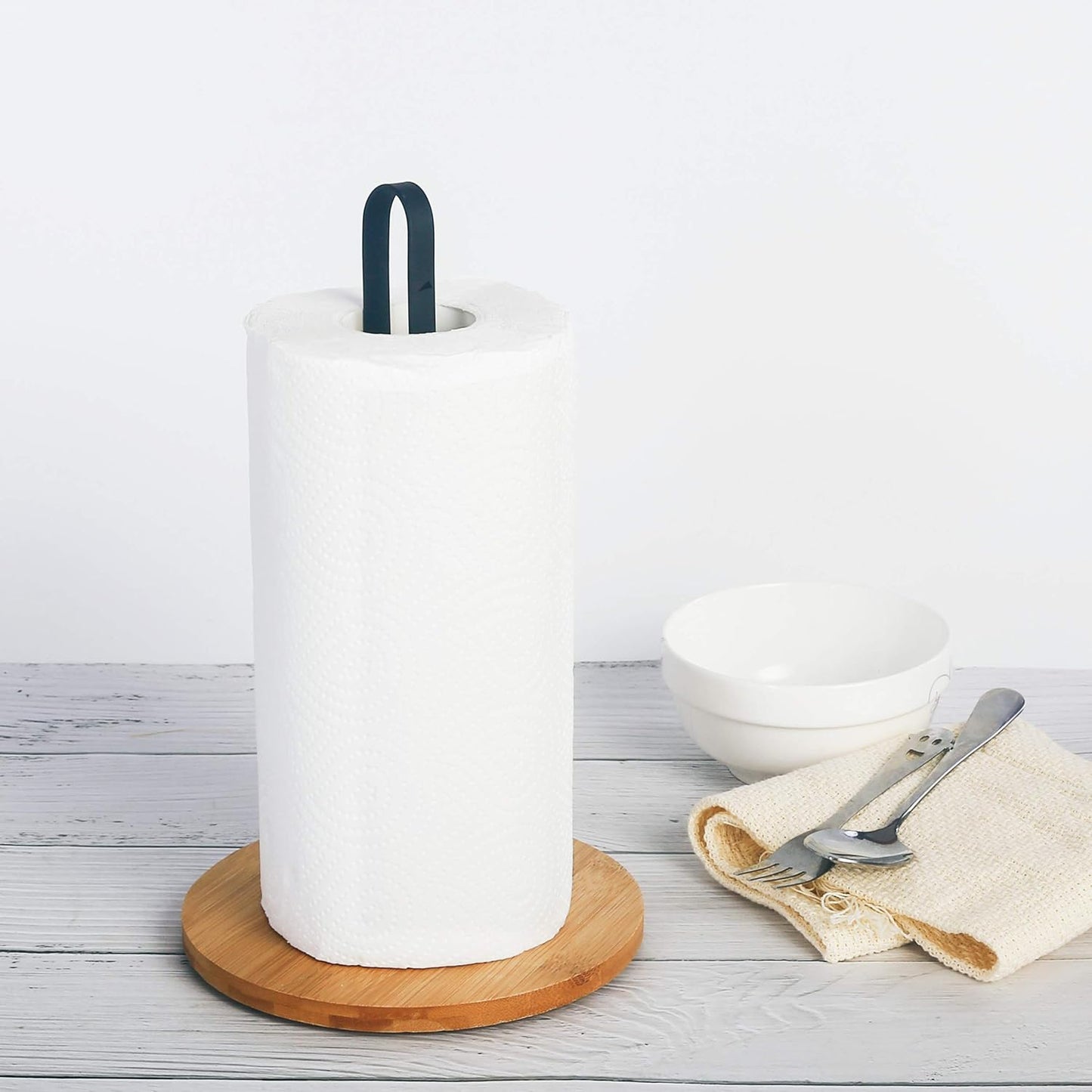 Metal and Bamboo Paper towel holder