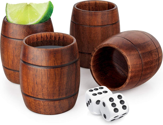 WOOD BARREL SHOTS - SET OF 4