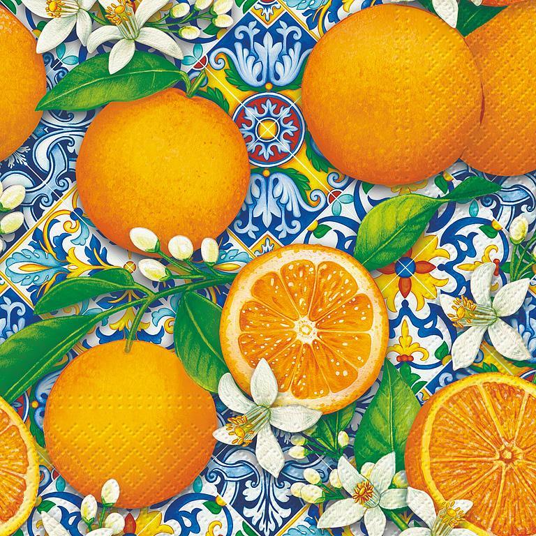 Luncheon Orange Boom Napkins. Pack of 20