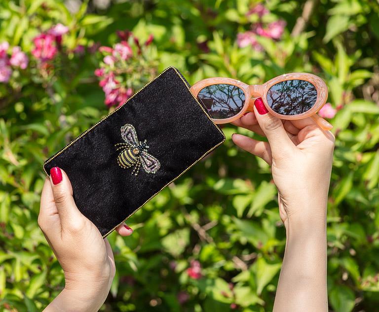 Eyeglass Case with Beaded 3D Bee