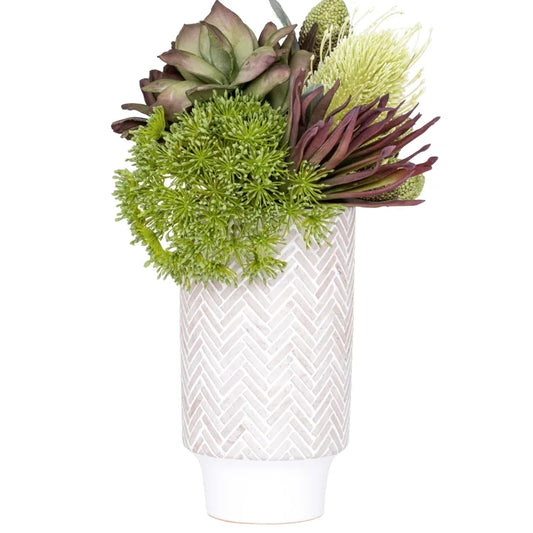 BERGEN HERRINGBONE 9.5″H CERAMIC TAPER VASE