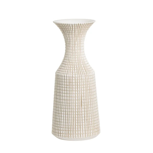 CAPSTAN 18.5H” TAPERED RESIN FLARED NECK VASE – WHITE