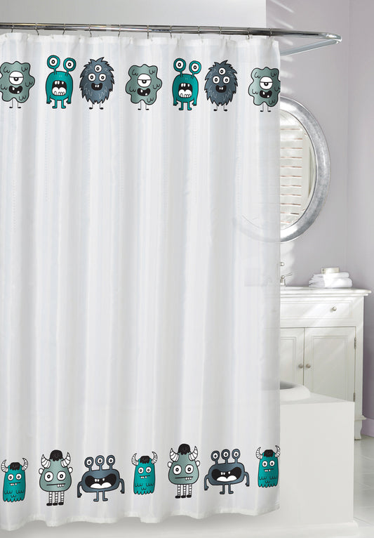 TINY MONSTERS PEVA SHOWER CURTAIN FROST TEAL/GRE