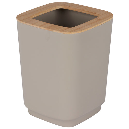 N&T ASPEN WASTE BIN PP W/BAMBOO Taupe