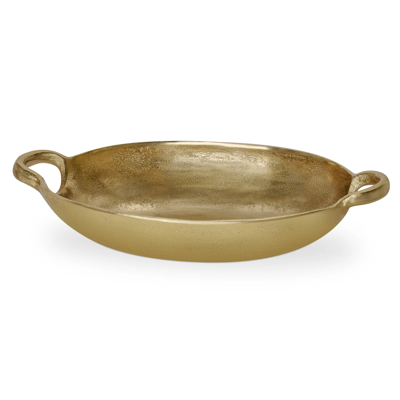 Corfu 15.5 Inch Length Gold Nickel Plated Aluminum Oval Decor Bowl With Handles